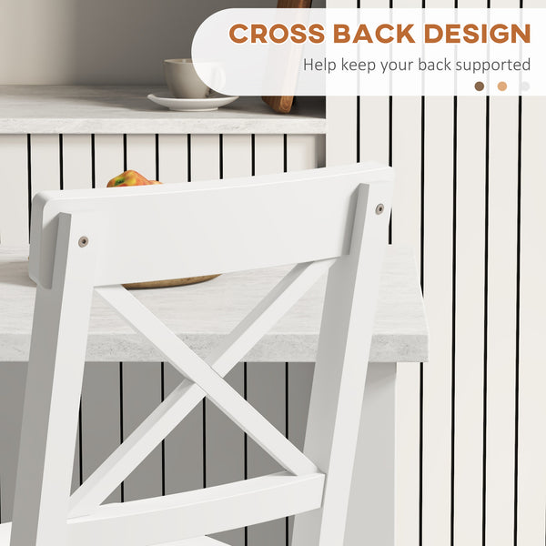 Set of 2 wooden bar stools, white