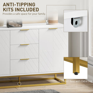 Storage unit with doors, adjustable shelves, metal legs, white