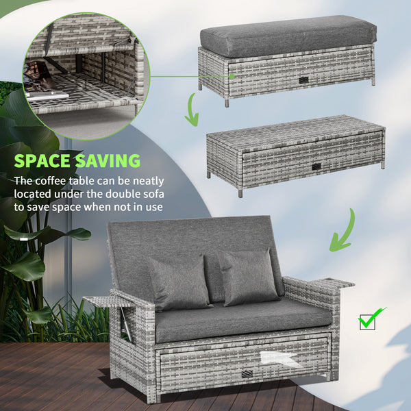 Garden set convertible into a bed, grey