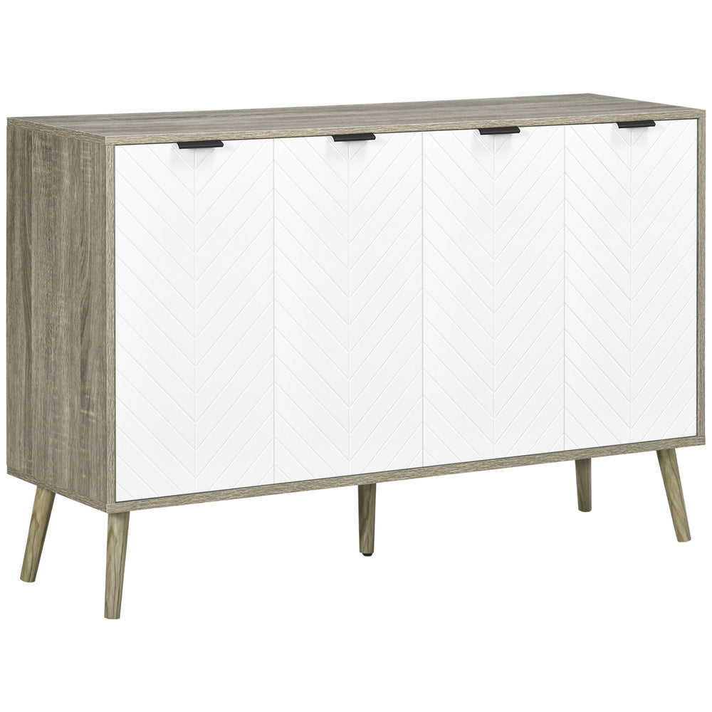 Modern sideboard with adjustable shelves and 4 doors, grey/white