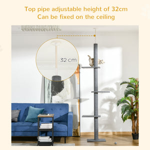 254 cm Cat Tree with 3 Perches, Grey