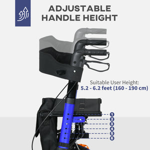 Elderly Walker with Seat and Blue Rubber Wheels