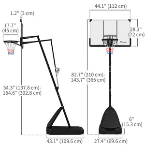 1.5-3m Outdoor Basketball Hoop with Shatterproof Backboard