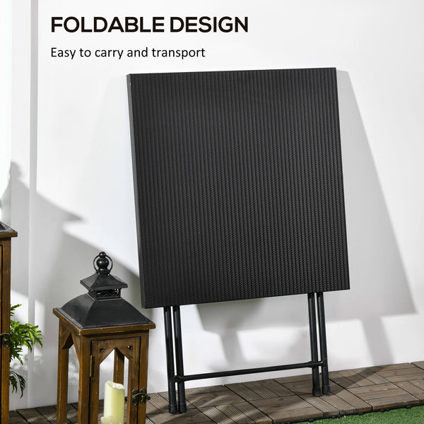 Square folding coffee table with metal top, black