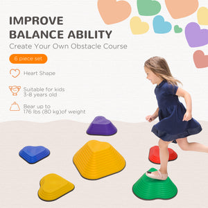 Set of 6 non-slip stacking stones for children, heart-shaped