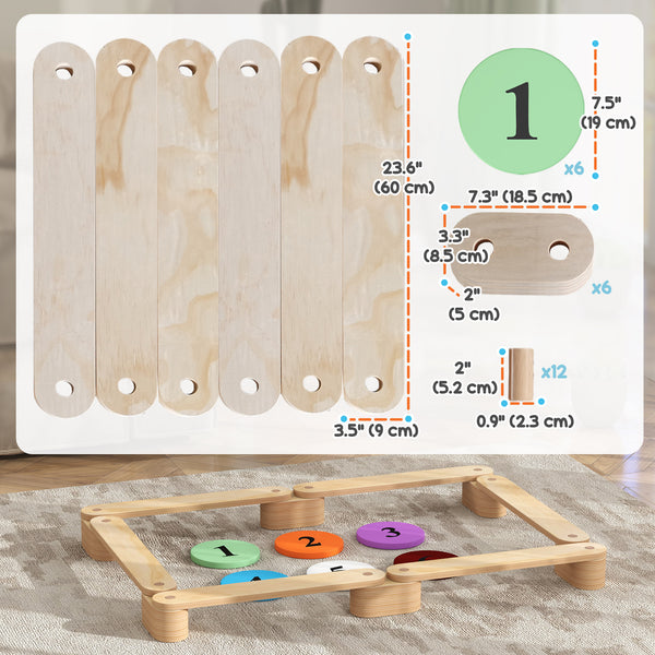 6 Piece Wooden Balance Beam for Kids