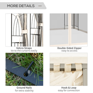 10'x10' Soft Top Patio Gazebo with Two-Tier Roof, Mesh Curtains, Display Shelves, Top Hooks, Cream Color