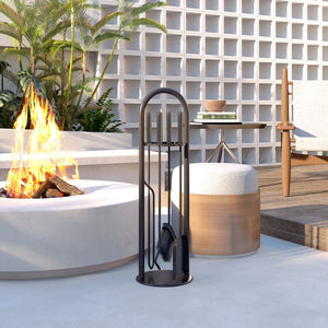 5-Piece Fireplace Accessory Set with Brush, Shovel, Poker, Tongs and Holder