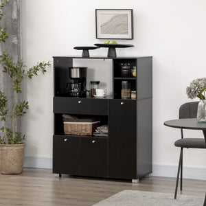 Kitchen cabinet with microwave stand, black