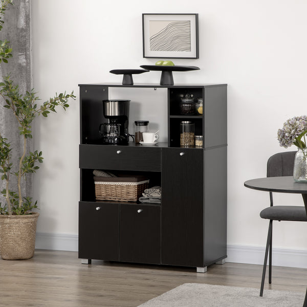 Kitchen cabinet with microwave stand, black