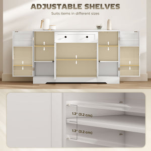 Country style sideboard with door, adjustable shelves, drawer, white