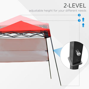 7 x 7 Folding Garden Canopy with Backpack and Adjustable Feet, Red and Black