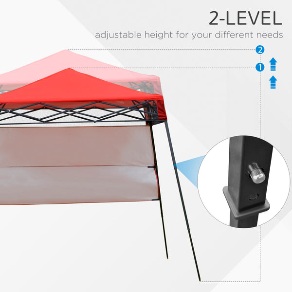 7 x 7 Folding Garden Canopy with Backpack and Adjustable Feet, Red and Black