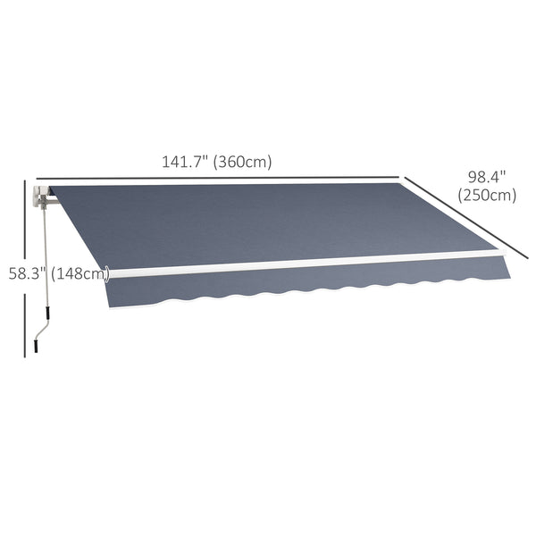 11.8 x 8.2 ft Retractable Patio Awning, Gray 