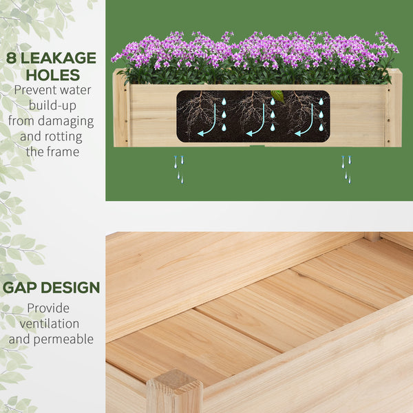 Two-tier raised wooden planter