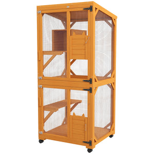 Raised enclosure with wheels, resting tray, water-resistant, orange