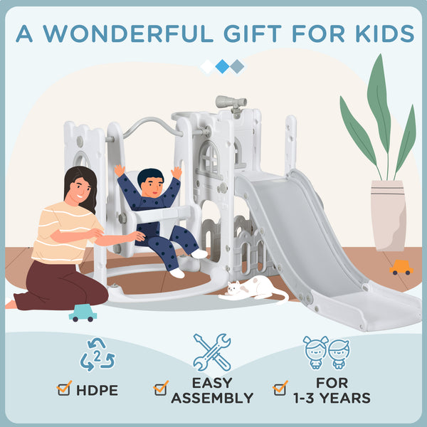 6 in 1 Baby Swing and Slide Set Grey