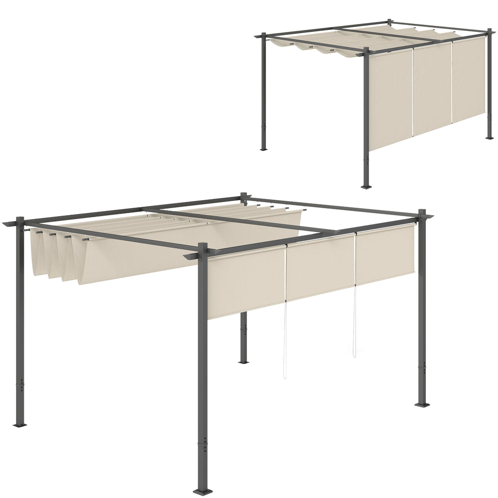 Pergola rétractable 10 x 12 pieds avec store enrouleur, gazebo mural ou autoportant, protection solaire UPF30+