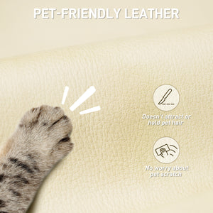 Ergonomic leather office chair with footrest, swivel and tilt, beige