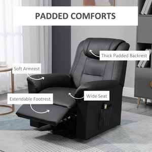Black Faux Leather Power Recliner Lift Chair with Footrest and Remote Control