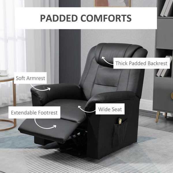 Black Faux Leather Power Recliner Lift Chair with Footrest and Remote Control