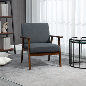 Accent chairs with linen upholstered seat, dark grey