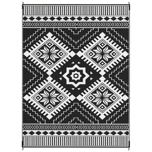 9' x 12' Outdoor RV Mat, Reversible Floor Mat with Carry Bag, Diamond Pattern, White and Black