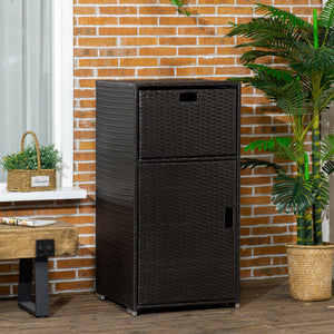 Outdoor rattan towel rack, dark brown