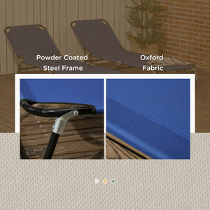 Set of 2 folding sun loungers with reclining backrests, blue 
