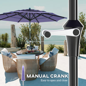 10.7-foot parasol with crank, push-button tilt, and vents, purple