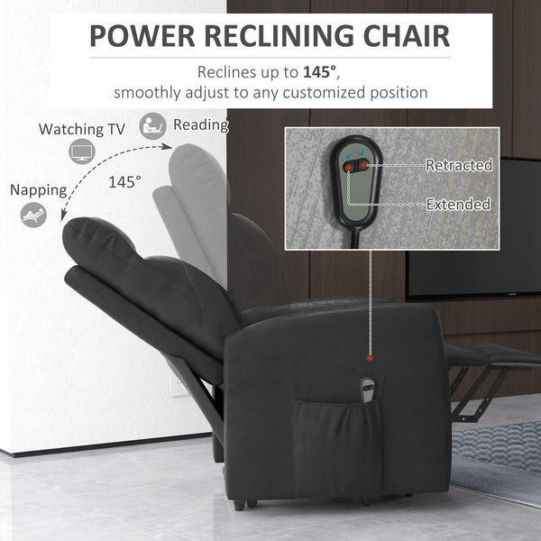 Electric Lift Recliner Chair with Remote Control and Side Pocket, Grey