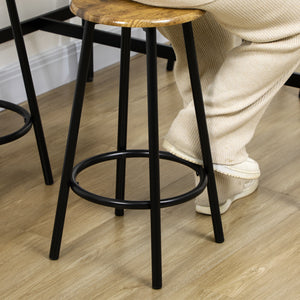 5-piece bar table set for 4 people in industrial style, rustic brown