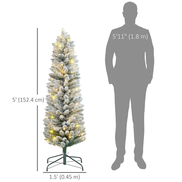 5ft Pre-Lit Frosted Green Artificial Christmas Tree with Warm White LED Light