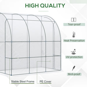 7' x 4' x 7' Garden Greenhouse with Roll-Up Door, Ideal for Plants, Herbs, Vegetables, White