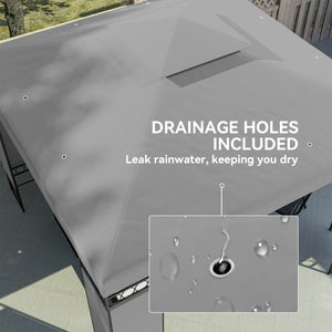 10 x 10 FT Canopy Gazebo, Double Roof Patio Gazebo with Screen Panels and Metal Frame for Deck, Backyard, Light Grey