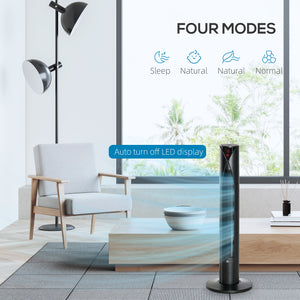 Set of 2, Tower Fan and Fan with Remote Control, Adjustable Height, Tilt Head, Black