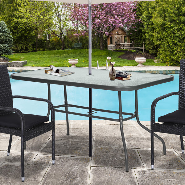 Metal garden table with parasol hole