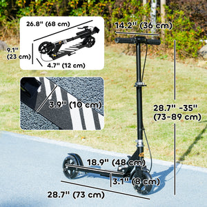 Scooter with light-up wheels, adjustable handlebars, rear brake and handbrake, black