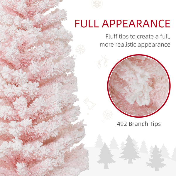 6ft Pink Frosted Pencil Christmas Tree