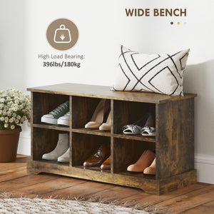 Rustic Brown Coat Rack and Shoe Bench Set