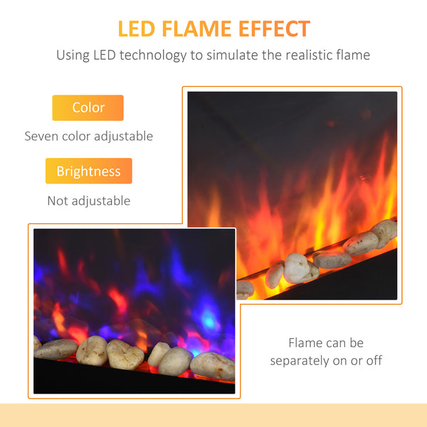 91 cm 750/1500 W wall-mounted electric fireplace, black 