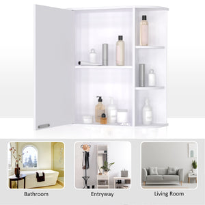 Wall-mounted medicine cabinet with mirror, door and shelves, white