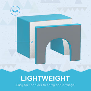 7 Piece Indoor Toddler Playset, Climb &amp; Crawl - Blue/Grey