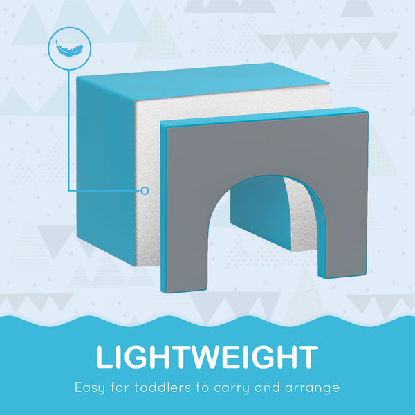 7 Piece Indoor Toddler Playset, Climb &amp; Crawl - Blue/Grey