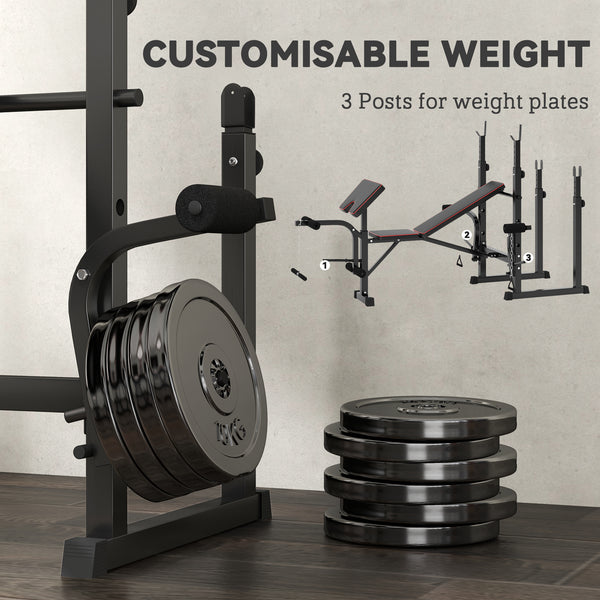 Weight bench with rack for home training