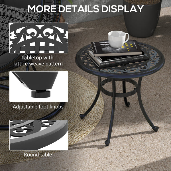 Patio table with cast aluminum frame, black