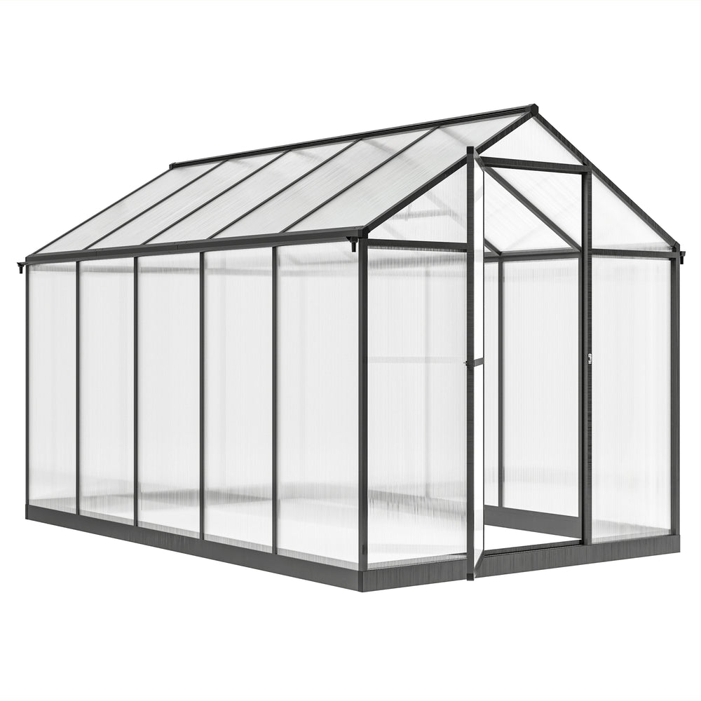Polycarbonate garden greenhouse, anthracite grey
