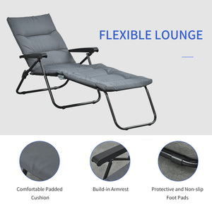 Reclining lounge chair with 6-position adjustable backrest, grey