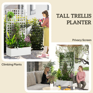 Galvanized raised planter with trellis for climbing plants, vegetables and vines