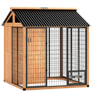 Outdoor kennel with enclosure and storage, 86 in